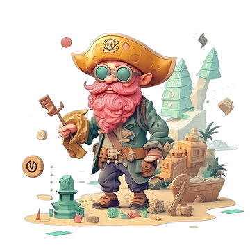 Adventurous pirate with eye patch with treasure map - Plasticine Illustration 4