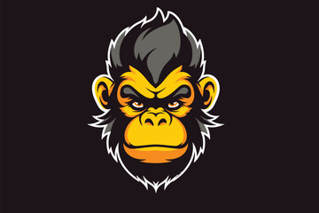 Chimpanzee mascot logo template vector icon illustration on black background