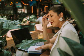Business woman reading her notes