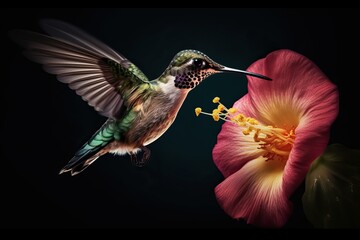 Fototapeta premium Hummingbird pollinating, speed shot