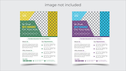 Creative Modern School  Flyer Template Design, Abstract Shape Flyer ,Multi color ,A4 Size Vector