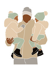 Abstract father with baby illustration. Vector illustration.