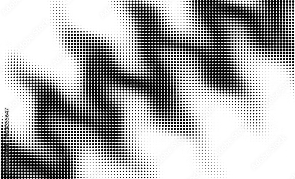 Poster monochrome gradient halftone dots background. vector illustration. big wave