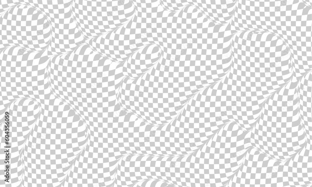 Aufkleber Stylish abstract wavy transparent photoshop background. Checker chess board square grid line gray and white vector background
