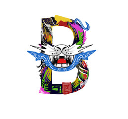 The letter B. Symbol from the monster alphabet. Isolated on white background. Vector illustration.