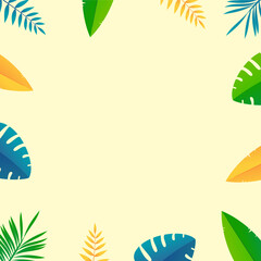 background design with summer theme. with tropical plants flat illustration