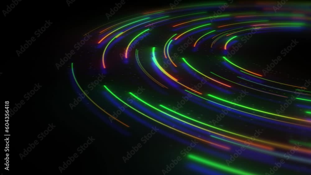 Poster high tech neon circle motion background, futuristic neon circle motion design animation tech