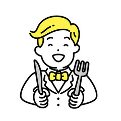 かわいい人物のイラストシリーズ _ 金持ちの男性 _ 食べる