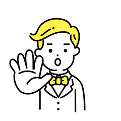 Fototapeta premium かわいい人物のイラストシリーズ _ 金持ちの男性 _ ストップ