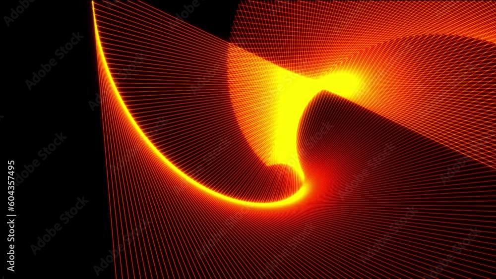 Poster abstract motion line animation use for video background. glowing bright golden line animation on bla