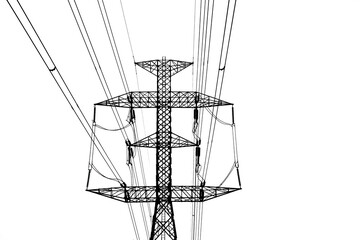High voltage pole with clipping path easy for decorating projects.