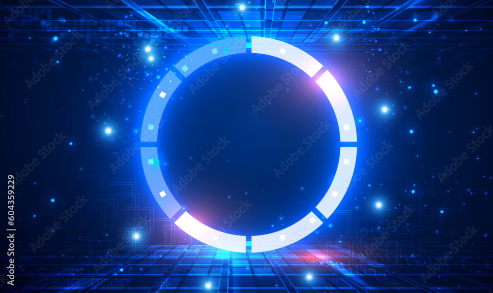 Aufkleber abstract futuristic background of neon circle round glowing technology sci fi frame. futuristic sci-