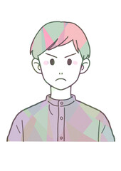 スタンドカラーの怒る男性（マルチカラー）