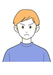 Tシャツの怒る男性（オレンジ×ブルー）