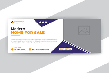 Modern real estate home for sale social media timeline cover or web banner template