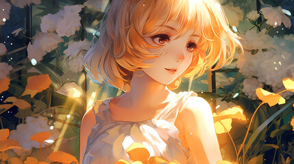 girl illustration in summer
