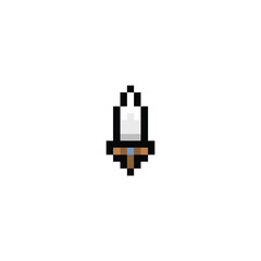 Obraz premium sword icon pixel art style use black outline good for your project and game asset.