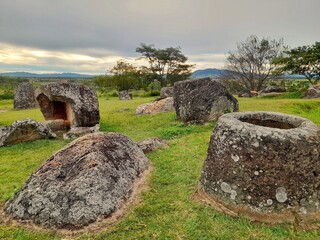 The Plain of Jars or Thong Hai Hin in Phonsavanh, Xiengkhoung. The Unesco world heritage site in northern of Laos.