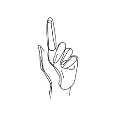 One line vector illustration. Human hand. Forefinger. Minimalism. Logo.
