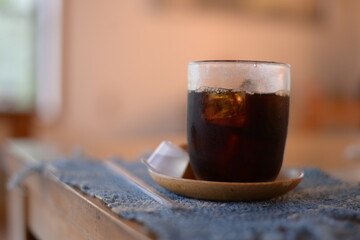 A glass of iced coffee