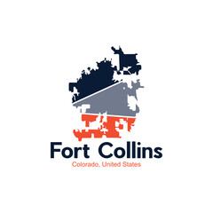 Map Of Fort Collins City Illustration Creative Design