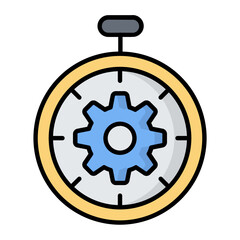 Time Engine Line Color Icon