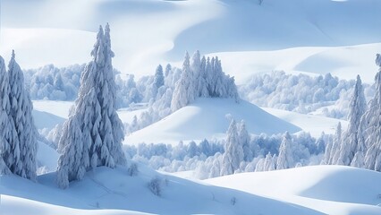 Mountains covered in a pristine blanket of snow, showcasing the serene and magical ambiance of a winter landscape.