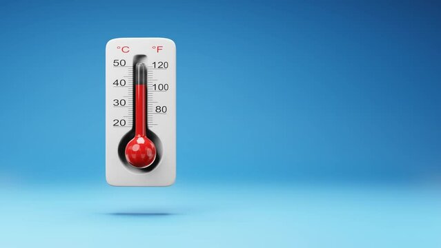 Thermometer Spinning on a Studio Purple Background, Seamless Loop 3D Animation with Copy Space
