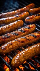 Grilled sausages food grilling. Generative AI