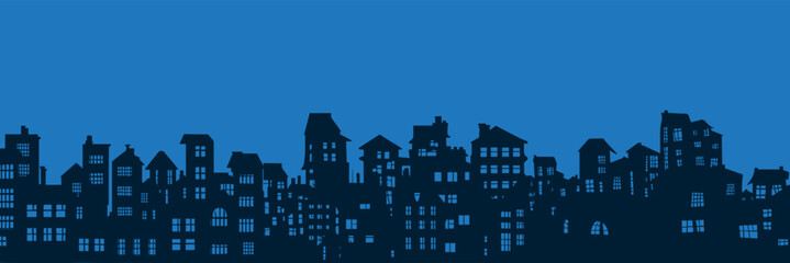 Vector illustration. City silhouette. houses with windows.