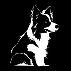 Fototapeta premium Border Collie - Black and White Isolated Icon - Vector illustration