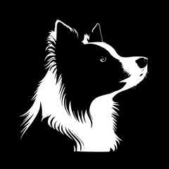 Fototapeta premium Border Collie - Black and White Isolated Icon - Vector illustration