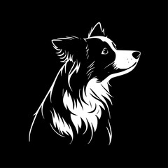 Border Collie - Black and White Isolated Icon - Vector illustration