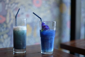 A strange color iced coffee