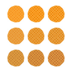 A vector drawn waffle illustration with various colors and amount of details	
