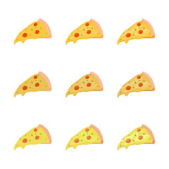 A vector drawn pizza slice illustration with various colors and amount of details	
