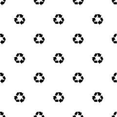 Vector black recycle symbol pattern. Seamless pattern. Recycle pattern. Great for wallpaper, web background, wrapping paper, clothing, fabric, packaging, greeting cards, invitations and more.