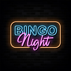 Bingo Night Neon Signs Vector Design Template Neon Style