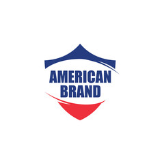 American brand logo design with shield silhouette isolated on white background