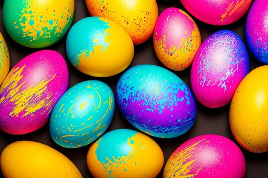 Easter Eggs in Colorful Abstraction. AI Generated.