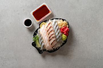 Sashimi horse mackerel flatfish salmon sashimi seasonal sashimi