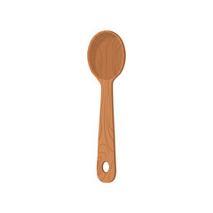 Cartoon nature wooden kitchenware utensil spoon with wood grain texture