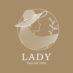 Lady with white hat logo.