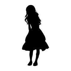 Vector illustration. Silhouette of a girl in a dress.