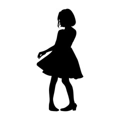 Vector illustration. Silhouette of a girl in a dress.
