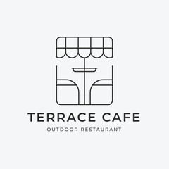 terrace cafe logo line art icon design ,street cafe, restaurant outdoor icon design.