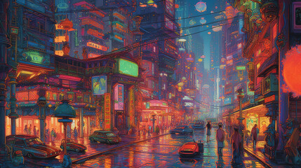 lights in the city. Generative Ai
