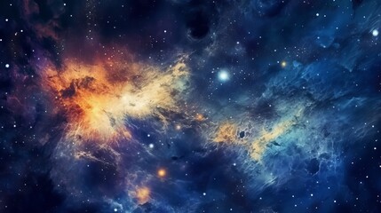 Obraz premium View of universe with stars and amazing colorful and deep blue dark generative ai 