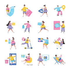 Set of Flat Shopping Illustrations 

