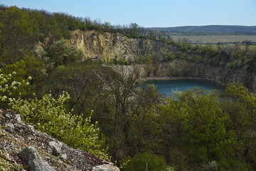 Abandoned limestone quarry "Janicuv vrch" in Mikulov,Moravia,Czech republic,Europe
